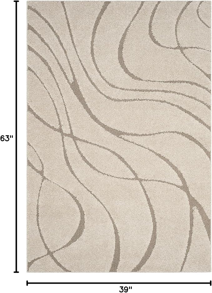 SAFAVIEH Florida Shag Collection Accent Rug - 3'3" x 5'3", Cream & Beige, Non-Shedding & Easy Care, 1.2-inch Thick Ideal for High Traffic Areas in Entryway, Living Room, Bedroom (SG471-1113)