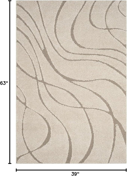 SAFAVIEH Florida Shag Collection Accent Rug - 3'3" x 5'3", Cream & Beige, Non-Shedding & Easy Care, 1.2-inch Thick Ideal for High Traffic Areas in Entryway, Living Room, Bedroom (SG471-1113)