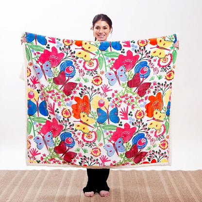 CARSTENS, INC. Ultra Premium Super Soft Plush Sherpa Fleece Oversized Throw Blanket 54" x 68", Butterfly