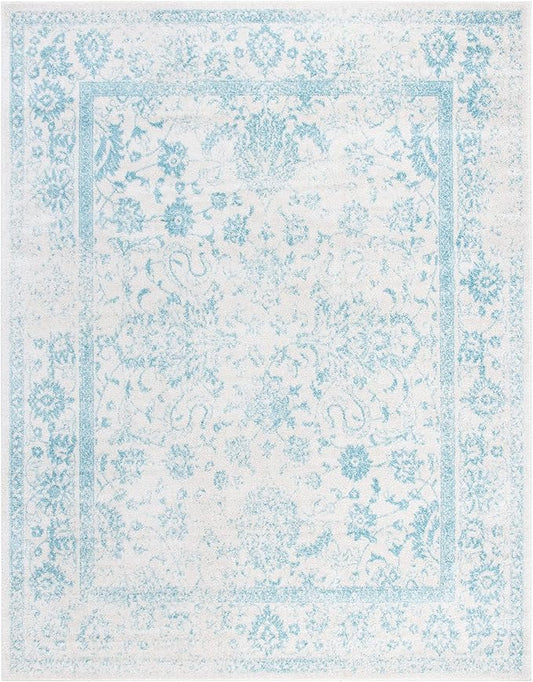 SAFAVIEH Area Rug 11x15 - Adirondack Collection - Large - Ivory & Light Blue, Distressed Vintage Floral Design, Non-Shedding & Easy to Clean, Ideal for Living Room, Bedroom, Dining Space (ADR109L)