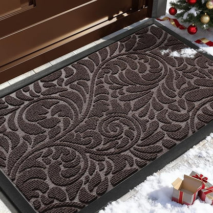 Yimobra Door Mat Outside Entrance 29.5x17, Waterproof Sturdy Outdoor Mats for Front Door, Heavy Duty Non-Slip Doormat for Garage Patio Entryway Indoor, Easy Clean, Coffee