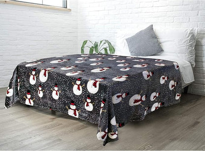 PAVILIA Christmas Snowman Throw Blanket | Grey Christmas Fleece Blanket | Soft, Plush, Warm Winter Cabin Throw, 60x80 (Grey Snowman)