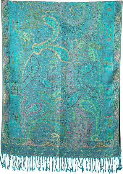 Achillea Big Paisley Pashmina Shawl Wrap for Women – Elegant Scarf for Weddings, Evening Dresses, Festivals & Daily Wear