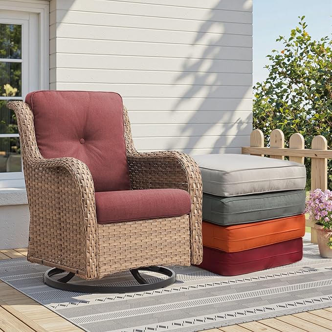 Patio Cushions for Outdoor Furniture - 22" x 25" x 4" UV Resistant Thick Foam Cushions Water Resistant Replacement Cushion for Outdoor Patio Furniture Chair/Sofa/Couch | Red | 2-Pack |