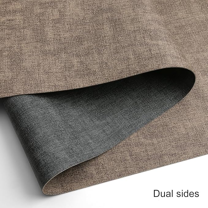 Table Runners 94 Inches Long, Dual-Sided Faux Leather Farmhouse Table Runner Waterproof Heatproof Non-Slip for Living Room Party Home Decor Holiday Decorations(Gray Brown, 15 x94 Inch)
