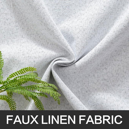 MIULEE Linen Texture Curtains for Bedroom Solid 100% Blackout Thermal Insulated Grayish White Curtains Grommet Room Darkening Curtains/Drapes for Living Room Nursery 52x63 Inch (2 Panels)