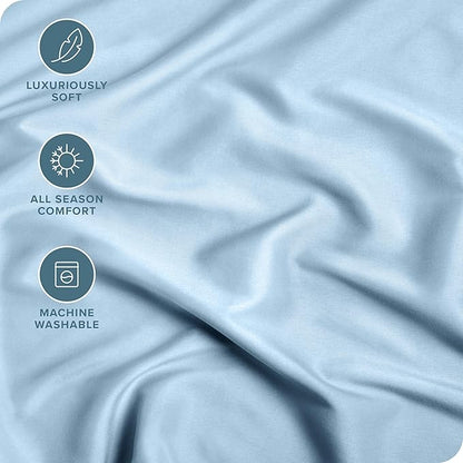 Bare Home Fitted Bottom Sheet Twin XL Size - Premium 1800 Microfiber - Ultra-Soft Hotel Luxury - Deep Pocket - Durable and Long Lasting (Twin XL, Light Blue)