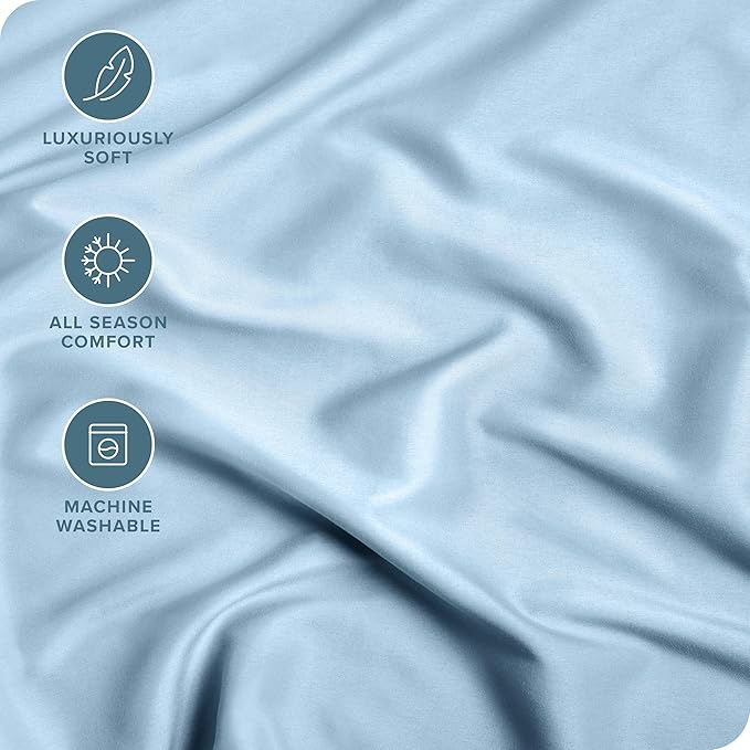Bare Home Fitted Bottom Sheet California King Size - Premium 1800 Microfiber - Ultra-Soft Hotel Luxury - Deep Pocket - Durable and Long Lasting (California King, Light Blue)