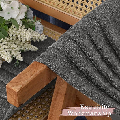 Simplebrand Grey Semi Sheer Faux Linen Textured Curtains 84 Inches Long 2 Panels, Light Filtering Farmhouse Bedroom Curtains, Farmhouse Rod Pocket Soft Thick Window Drapes for Living Room, 50Wx84L