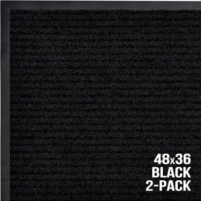Sierra Concepts Front Door Mat X-Large Welcome Floor Mats - Entryway Indoor Outdoor Entrance Doormat, Patio, Porch, Muddy Dog Shoe, Inside Outside Low Profile 48x36in, 2-Pack Black