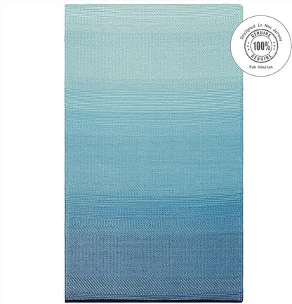 Fab Habitat Outdoor Rug - Waterproof, Fade Resistant, Crease-Free - Premium Recycled Plastic - Ombre - Porch, Deck, Balcony, Mudroom, Laundry Room, Patio - Big Sur - Teal - 3 x 5 ft