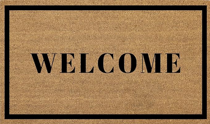 Coir Door Mats 17" X 30", Non-Slip Sturdy, PVC Backed Heavy Duty, Easy to Clean, Ideal for Door Entrance, Patio, Porch, Backyard, Garages, Welcome with Border