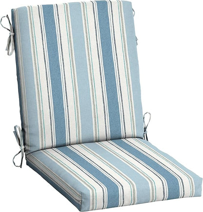 Arden Outdoor Dining Chair Cushion, 20 x 20, Rain-Proof, Fade Resistant, French Blue Linen Stripe