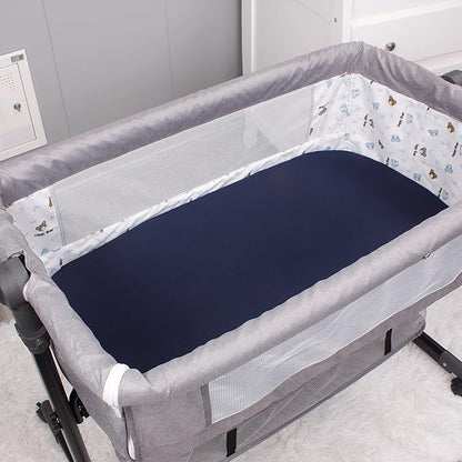 Belsden Pack of 3 Fitted Bassinet Sheet Set, Flexible Fit Various Bassinet, Adapts to Oval, Hourglasss and Rectangle Shaped Bassinet Pads, Cloudy Soft Washable Material, White Star & Navy & Navy Star