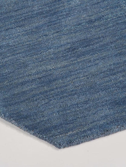 Hand Knotted Loom Wool ECO-Friendly Area Rugs - 6'x6', Octagon, Blue Color, Solid Plain Design, High Pile Thick Handmade Anti Skid Area Rugs for Living Room, Bed Room (L00111)