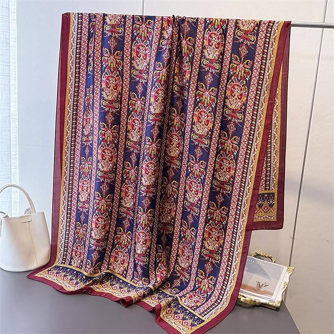Fashion Scarves Scarf 100% Silk Feeling Scarf Silk Like Scarves Long Lightweight Sunscreen Shawls for Women