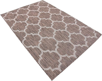 Unique Loom Outdoor Trellis Collection Area Rug (4' 1" x 6' 1" Rectangle, Brown/ Ivory)