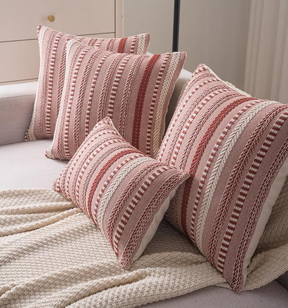 Boho Throw Pillow Covers 12x20 Inch Set of 2, Farmhouse Decorative Couch Pillow Cases, Rust Accent Pillows of Bed, Sofa Bedroom Living Room Home Decor Cushion Cover