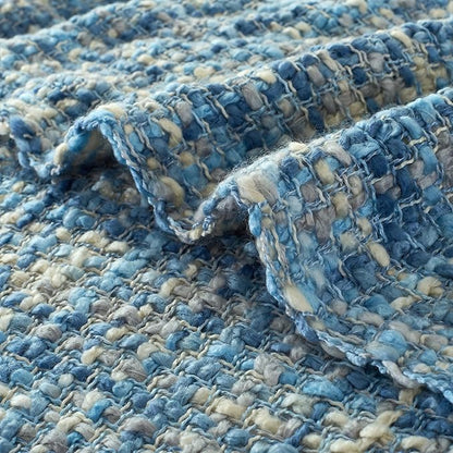 Multi-Color Light Blue Cable Knitted Throw Blanket for Couch,50"X60" Boho Style Textured Blankets for Home Decor,Super Soft Warm Cozy Chunky Knit Blanket with Decorative Tassels for Bed
