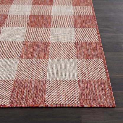 CAMILSON Outdoor Rug - Modern Area Rugs for Indoor and Outdoor Patios, Kitchen and Hallway mats - Easy Cleaning Non Shedding Washable Outside Carpet (8x10, Buffalo - Copper/Grey)