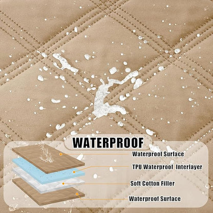 Smiry Waterproof Dog Bed Cover Blanket 68x82, Soft Reversible Pet Blanket, Washable Leakproof Cats Dogs Couch Cover for Sofa, Couch, Furniture, Lattice, Camel/Camel