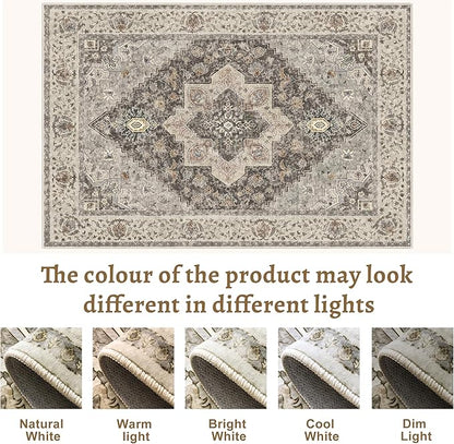 Tangsoo 2x5 Washable Runner Rug for Hallways, Non Slip Vintage, Soft Low Pile Long Runner, Print Distressed Grey Runners for Kitchen Bedroom Entryway Bathroom Living Room