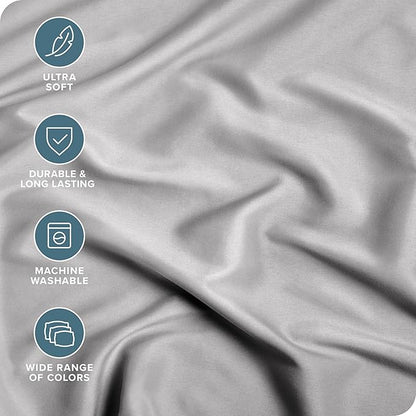 Bare Home 2-Pack Fitted Bottom Sheets Twin - Premium 1800 Ultra-Soft Wrinkle Resistant Microfiber - Deep Pocket (Twin, Light Grey)