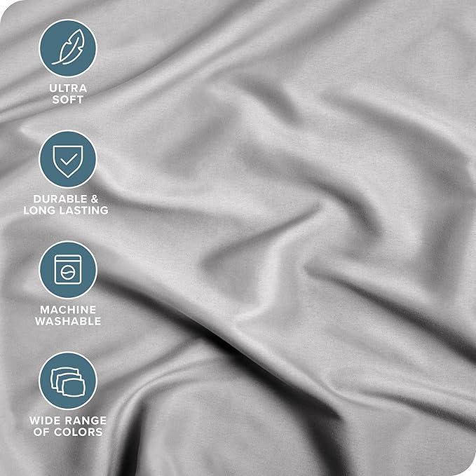 Bare Home 2-Pack Fitted Bottom Sheets Split King - Premium 1800 Ultra-Soft Microfiber - Deep Pocket - 4 Twin XL Fitted Sheets (Split King, Light Grey)
