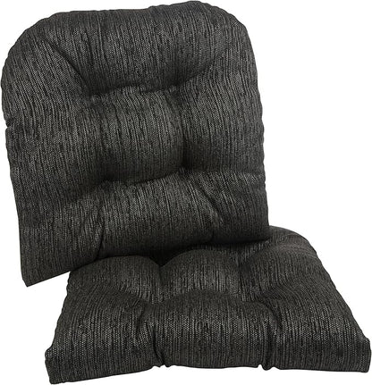 Klear Vu Gripper Overstuffed Universal Non-Slip Dining Chair Cushions for Kitchen Decor or Office Use, U-Shaped Skid-Proof Seat Pad, 17x17 Inches, 2 Count (Pack of 1), Chenille Black