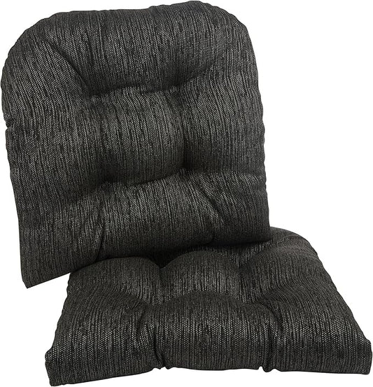 Klear Vu Gripper Overstuffed Universal Non-Slip Dining Chair Cushions for Kitchen Decor or Office Use, U-Shaped Skid-Proof Seat Pad, 17x17 Inches, 2 Count (Pack of 1), Chenille Black
