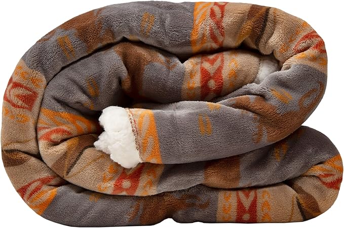 CARSTENS, INC. Ultra Premium Super Soft Plush Sherpa Fleece Oversized Throw Blanket 54" x 68", Moose Tracks