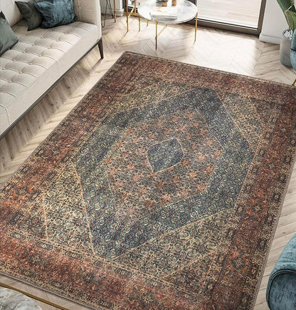 Keen Home Design 3x5 Rug - Machine Washable Entry Rug with Non-Slip Backing, Ideal for Enteryway, Kitchen, Bathroom, Laundry Room - Vintage, Easy Clean, Durable, Low Pile Rug - (3' x 5')