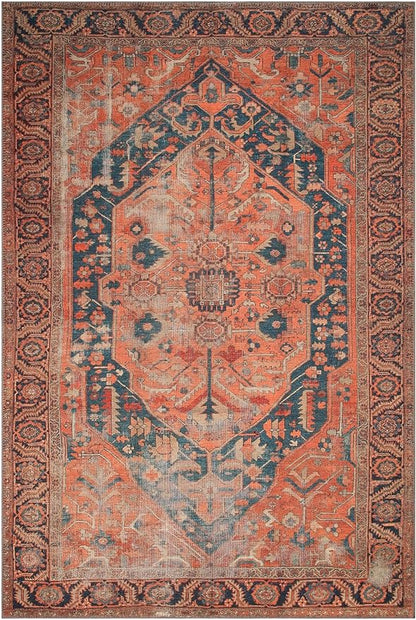 Keen Home Design 5x7 Rug - Machine Washable Area Rug with Non-Slip Backing, Ideal for Living Room, Dining Room, Bedroom - Vintage, Easy Clean, Durable, Low Pile Rug - (5' x 7')