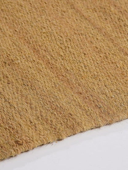 Rugsotic Carpets Hand Woven Flat Weave Kilim Wool 8'x10' Area Rug Solid Gold D00111