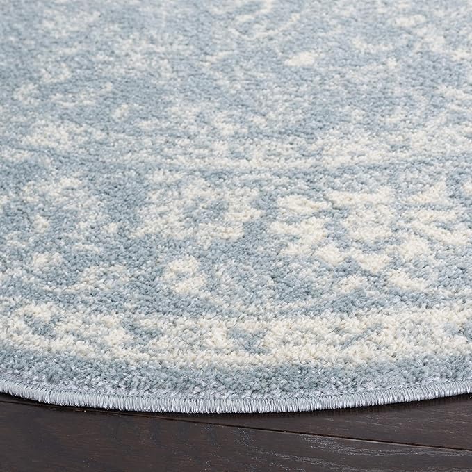 SAFAVIEH Adirondack Collection Area Rug - 4' Round, Slate & Ivory, Distressed Vintage Floral Design, Non-Shedding & Easy to Clean, Ideal for Living Room, Bedroom, Dining Space (ADR109T)
