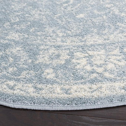 SAFAVIEH Adirondack Collection Area Rug - 4' Round, Slate & Ivory, Distressed Vintage Floral Design, Non-Shedding & Easy to Clean, Ideal for Living Room, Bedroom, Dining Space (ADR109T)