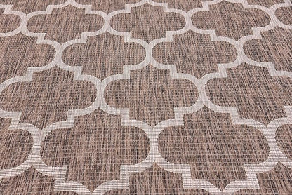 Unique Loom Outdoor Trellis Collection Area Rug (8' x 11' 4" Rectangle, Brown/ Ivory)
