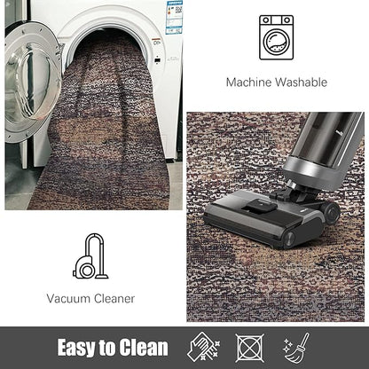 RUGSURE Washable Area Rug - 1/6 Thick - Stain & Water Resistant Non-Slip - Resistant Rug for Living Room, Bedroom, Nursery, Pet & Child Friendly, Vintage Charm Area Rugs (Rust, 9' x 12')