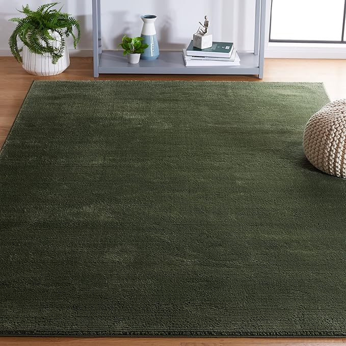 SAFAVIEH Revive Collection Area Rug - 9' x 12', Green, Solid Design, Non-Shedding & Easy Care, Ideal for High Traffic Areas in Living Room, Bedroom (REV102Y)