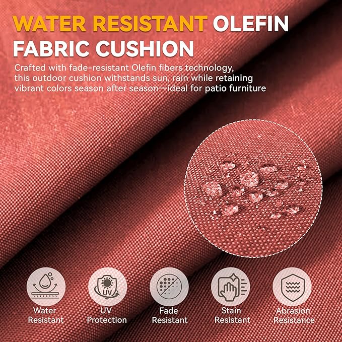 Outdoor Cushion Set for Furniture Patio Furniture, UV Resistant, Water Resistant - 6 Inch Thick Foam Garden Cushions– 24x24 Inch Patio Seat Covers for Chair/Sofa/Couch | Red | 7-Pack |