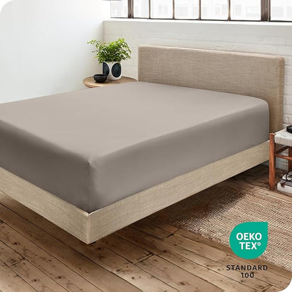 Fitted Bottom Sheet Twin Size - Premium 1800 Microfiber - Ultra-Soft Hotel Luxury - Deep Pocket - Durable and Long Lasting - Fitted Sheet (Twin, Khaki)