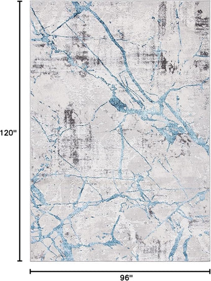 SAFAVIEH Area Rug 8x10 - Amelia Collection - Large - Grey & Blue, Modern Design, Non-Shedding & Easy Cleaning, Ideal for Living Room, Bedroom, Office, Dining Space (ALA293F)