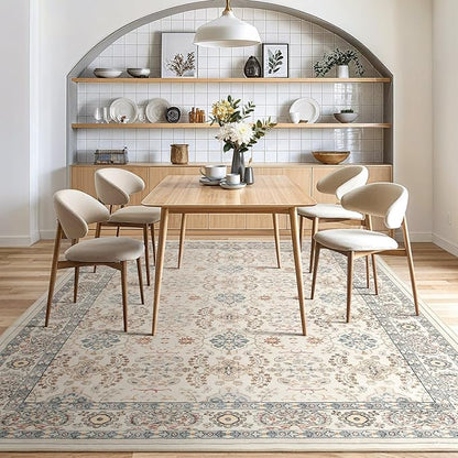 Vintage Living Room Area Rug 9x12 - Large Soft Washable Oriental Traditional Distressed Farmhouse Rugs for Bedroom - Indoor Floor Accent Carpet for Home Office House Decor - Multi