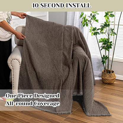 MEETSKY Oversized Chair Cover Small Couch Cover Armchair Sofa Cover for Dog Sofa Throw Cover for Sofa Single Recliner，Chenille Sofa Slipcovers for Pets Thick Washable, 71" x 91", Dark Chocolate