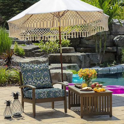 Arden Outdoor Deep Seat Cushion Set, 24 in x 24 in, Weather-Proof, Rain-Proof, Fade Resistant Patio Cushion for Chair, Sofa, and Couch Sapphire Aurora Blue Damask