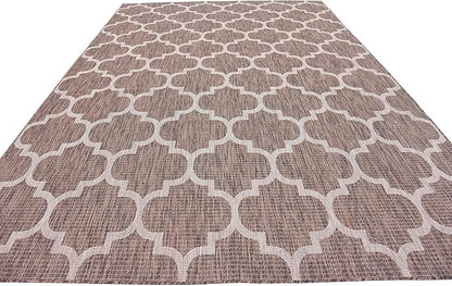 Unique Loom Outdoor Trellis Collection Area Rug (8' x 11' 4" Rectangle, Brown/ Ivory)
