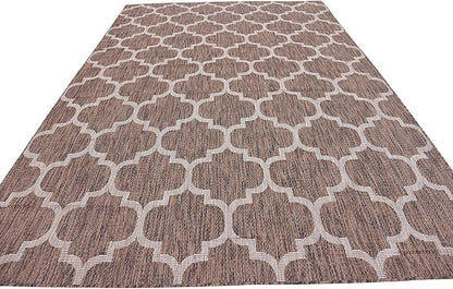 Unique Loom Outdoor Trellis Collection Area Rug (7' 1" x 10' Rectangle, Brown/ Ivory)