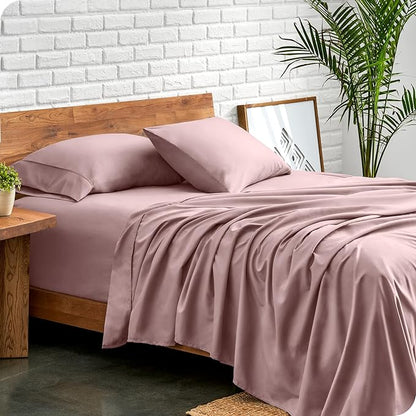 Bare Home Queen Sheet Set - Luxury 1800 Ultra-Soft Microfiber Bed Sheets - Double Brushed - Deep Pockets - Easy Fit - 4 Piece Set - Bedding Sheets & Pillowcases (Queen, Mauve)
