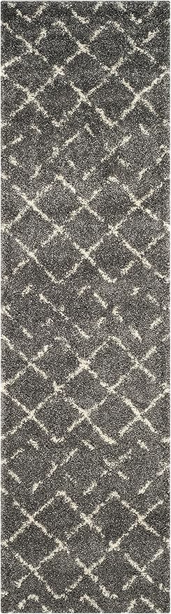 SAFAVIEH Arizona Shag Collection Runner Rug - 2'3" x 10', Brown & Ivory, Moroccan Design, Non-Shedding & Easy to Clean, Ideal for Ideal for Living Room, Hallway, Foyer, Bedroom (ASG743B)