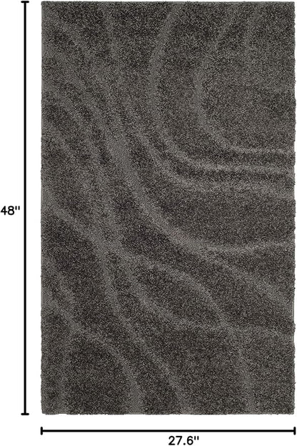 SAFAVIEH Florida Shag Collection Accent Rug - 2'3" x 4', Grey & Grey, Non-Shedding & Easy Care, 1.2-inch Thick Ideal for High Traffic Areas in Entryway, Living Room, Bedroom (SG471-8080)